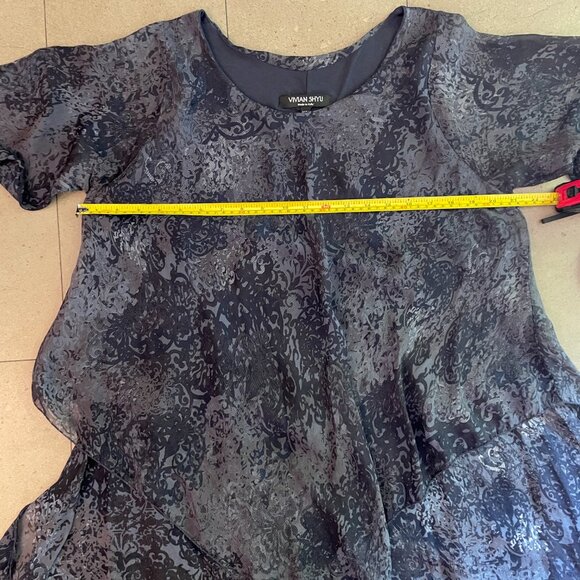 Vivian Shyu Purple Print Silk Tunic Top-Medium - Picture 8 of 9